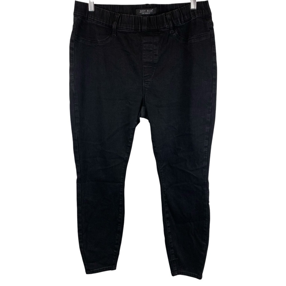 Judy Blue sz 14W Black Denim Leggings Elastic Waist Pull On Jeggings Skinny Fit - Picture 2 of 9